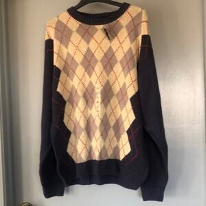 Northcrest NWOT Navy Argyle Mens Sweater Long Sleeve Size XL
